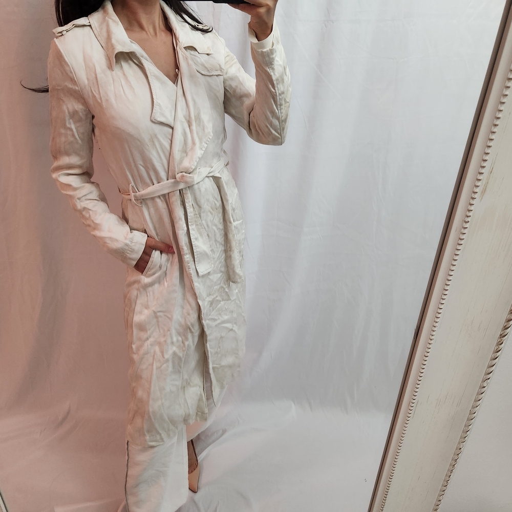 Badgley Mischka Cream Women's Fashion trench coat beige tan Designer elegant
